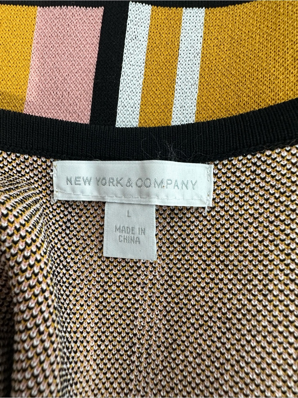 New York & company Sleeveless Striped Sheath Dress in Mustard and Pink-large - Picture 5 of 6